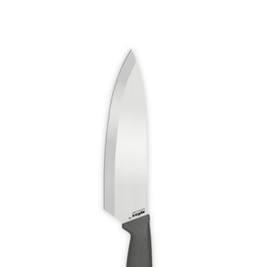 A Zyliss Classic 2 Piece Chef & Santoku Knife Set featuring shiny stainless steel blades and dark, textured handles is displayed on a plain white background.
