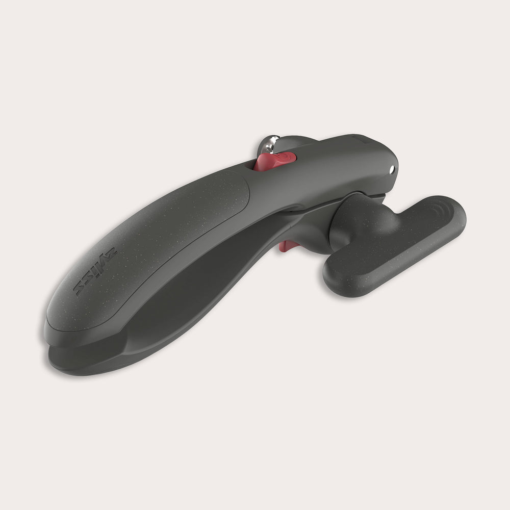 A dark gray ergonomic can opener
