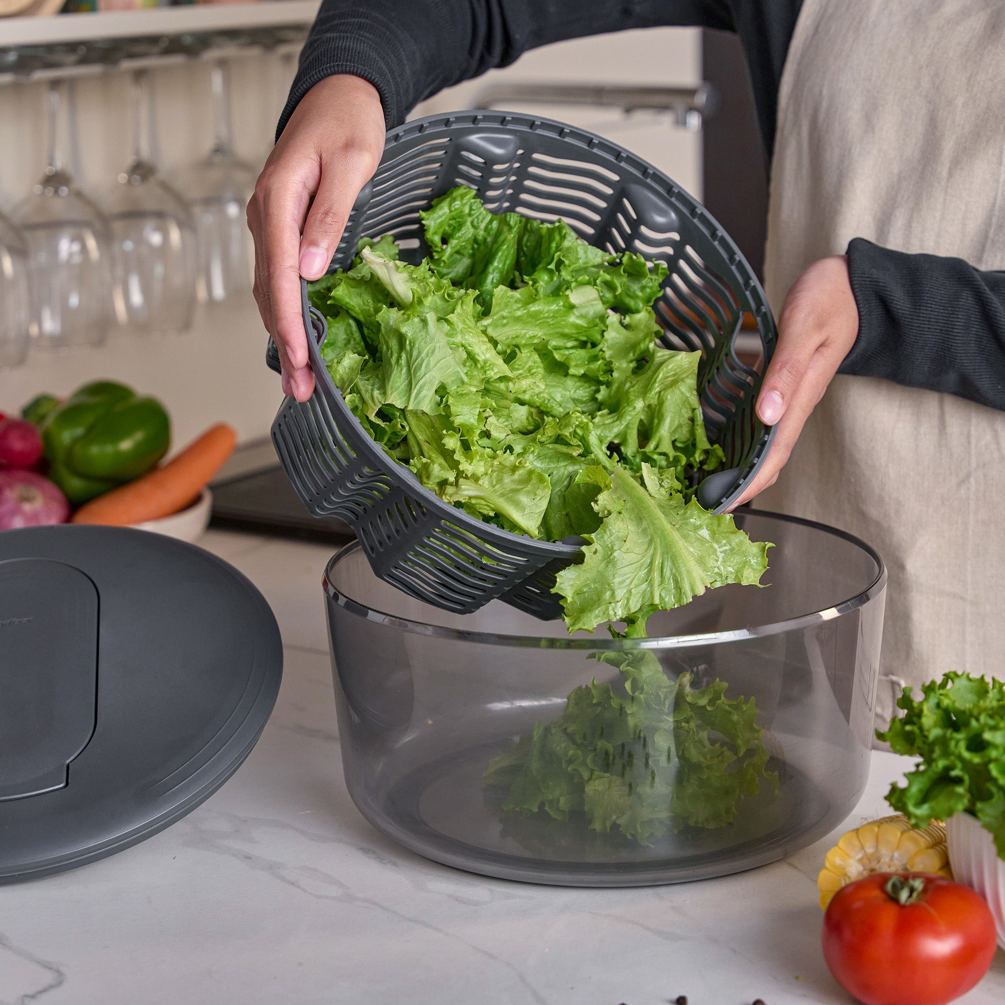 調理器具 ALL_FROMITALY Zyliss Swift Dry Salad Spinner S – Quick Pump-Action Salad Dryer