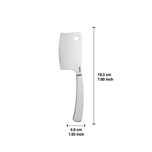 The Zyliss Signature Cheese Cleaver with a stainless steel blade, shown with its dimensions: 19.3 cm (7.60 inches) long and 4.9 cm (1.93 inches) wide.