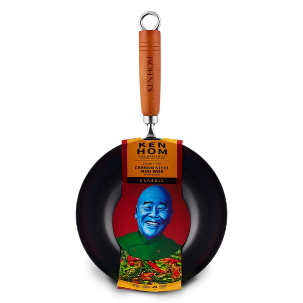 Ken Hom Classic Non-Stick Carbon Steel Mini Wok, 8 in
