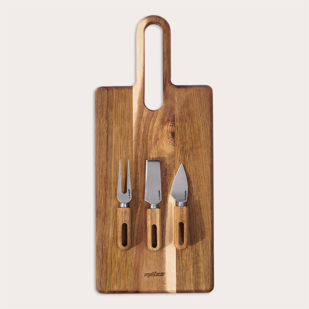 Zyliss 4 Piece Artisan Petite Cheese Knives & Serving Board Set — main