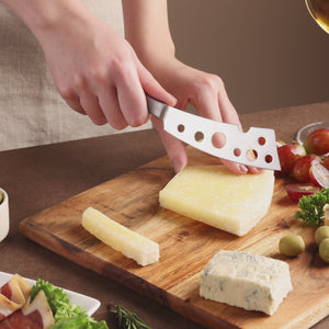 Zyliss Signature Semi-Soft Cheese Knife — in use