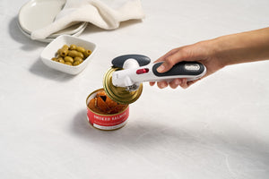 Zyliss Lock N' Lift Can Opener with Lid Lifter Magnet, White