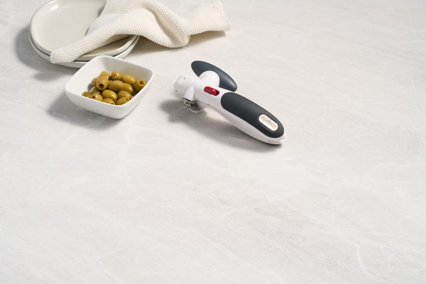 Zyliss Lock N' Lift Can Opener with Lid Lifter Magnet, White