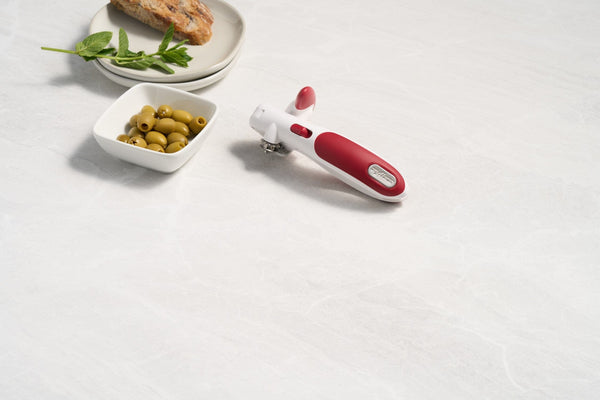 Zyliss Lock N' Lift Manual Can Opener with Lid Lifter Magnet, Red